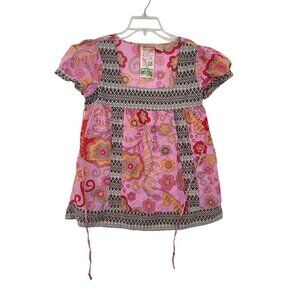 Fresh Brewed Women's Short Sleeve Pullover Peasant Top Pink Size L